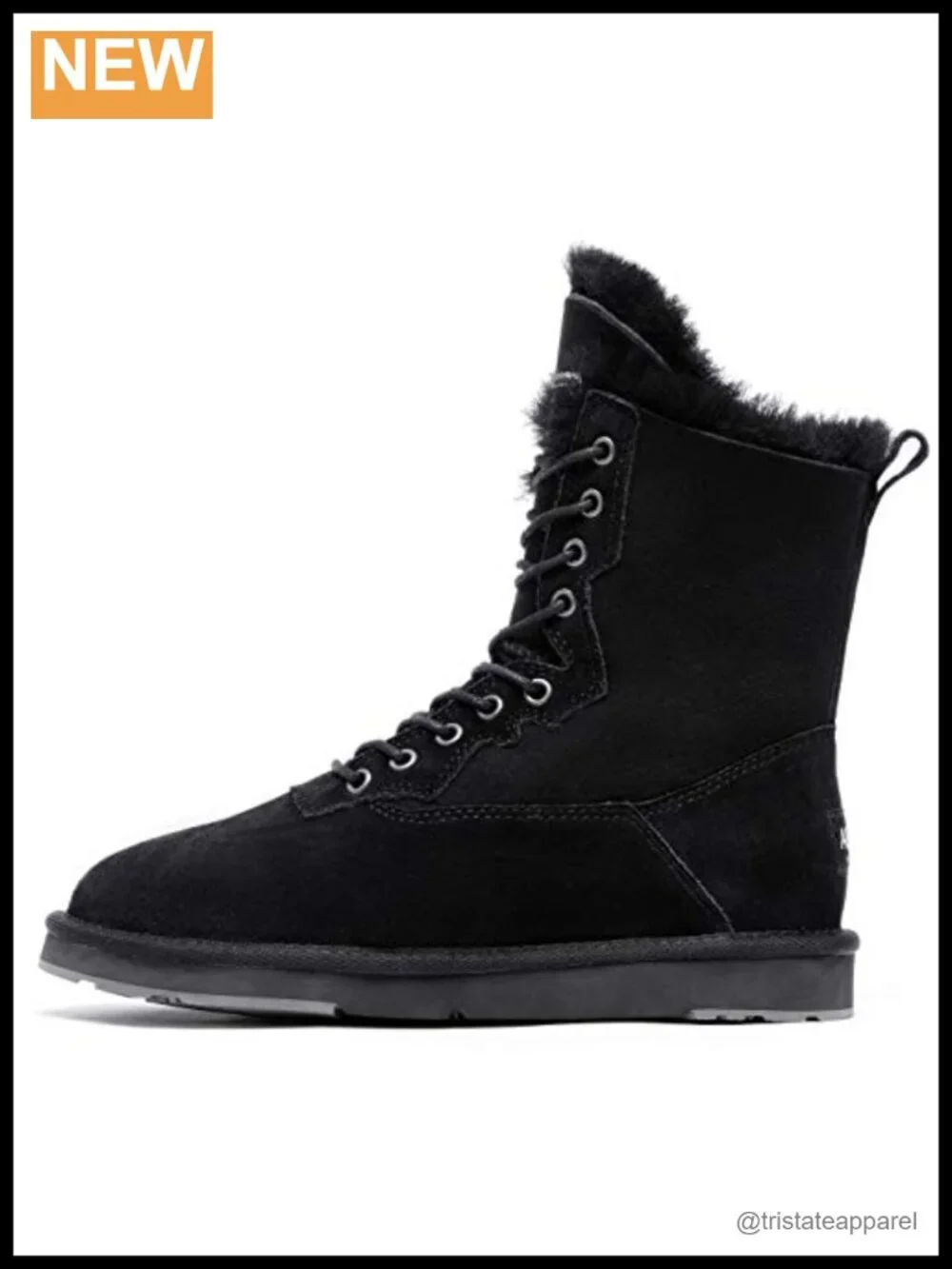 Women's Sheepskin Suede Lace Up Mid-Calf Winter Snow Boots